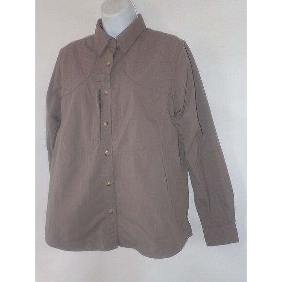 LL Bean Brown Shooting Field Shirt Button Up Quilted Shoulder Size s Long Sleeve - Picture 3 of 7